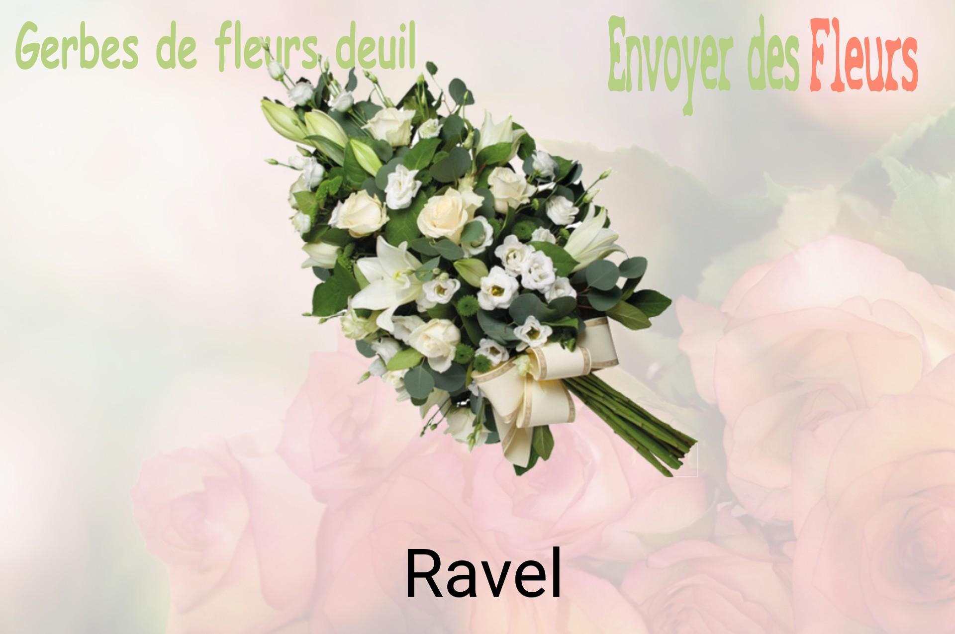 Gerbe de fleurs de deuil livrée à Ravel